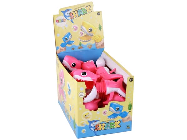 Bitande haj leksak rosa 19 cm, interaktiv klämfunktion, 1 st
