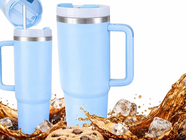 Termosmuki pillillä ja kahvalla 1,2 L sininen ruostumaton teräs