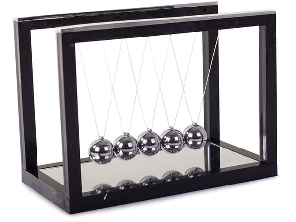 Newtons pendul 5 kugler med spejlbase 15 cm