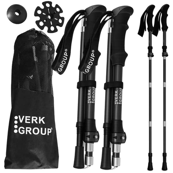 Sammenklappelige trekkingstænger aluminium anti-shock 2-pak sort