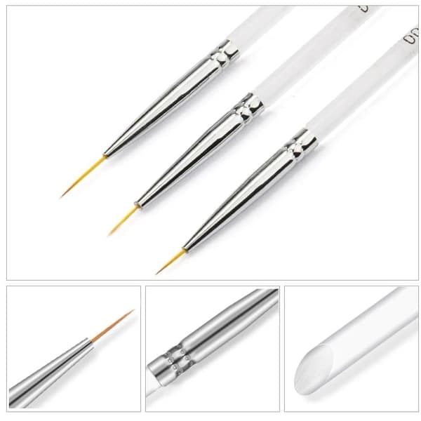 Perfekt Nagelkonstset - 3 Nail Art Penslar & 5 Dotting Tools