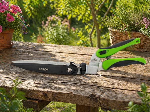 Grässax/häcksax 180° roterande blad härdat stål 34,5 cm grön
