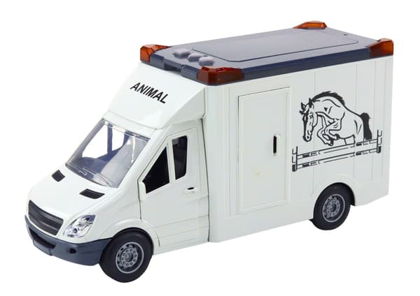 Hestetransport legetøjsbil 28 cm med lys/lyd og hestefigur 3+