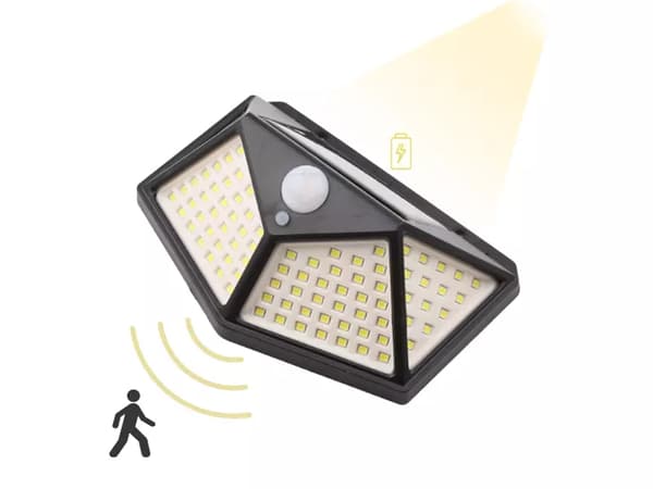 Solcellslampa 100 LED med rörelse- och skymningssensor 600 lm
