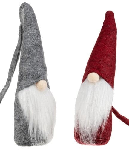 Stående jultomtar i filt 29 cm, set 2 st, grå/vit/röd