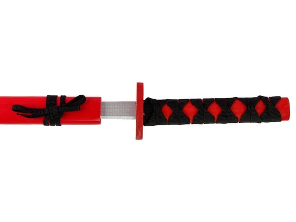 Träsvärd leksak 73 cm röd/grå med slida, från 3 år