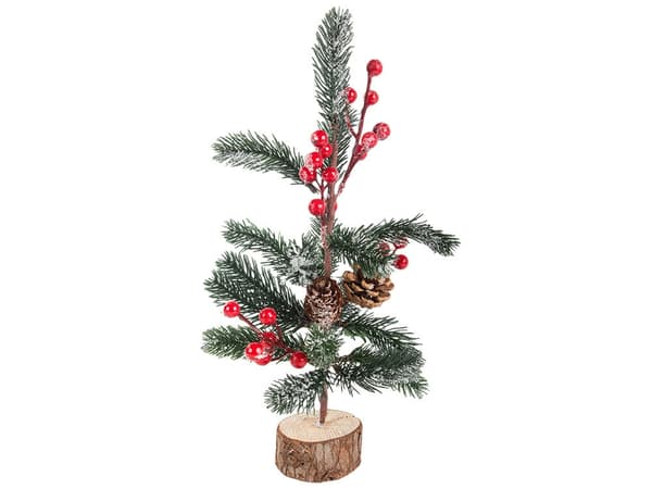 Juldekoration julgran på träfot 30 cm, bas 7 cm