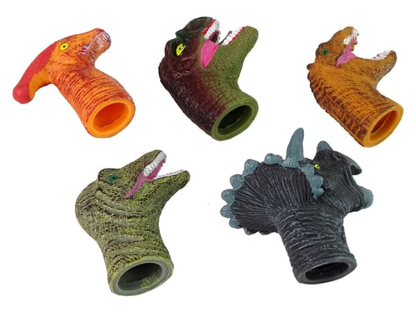 Dinosaurie fingerdockor i gummi 5-pack CE/EN71 från 3 år