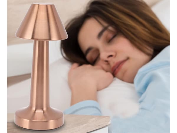 Bordlampe LED genopladelig touch dimbar 3 indstillinger kobber 23,5 cm