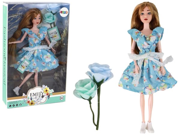 Mode-docka 30 cm med klänning och blomset, 3+ år