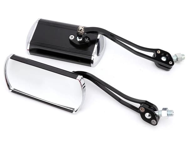 Motorcykelspejle i aluminium sort M10 med M8-adapter 2-pak