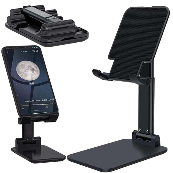 Mobil- og tablet-holder foldbar justerbar 7–10 tum sort