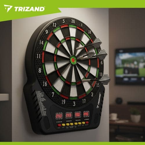 Elektronisk dartskive med LED/LCD, automatisk pointtælling, 6 pile