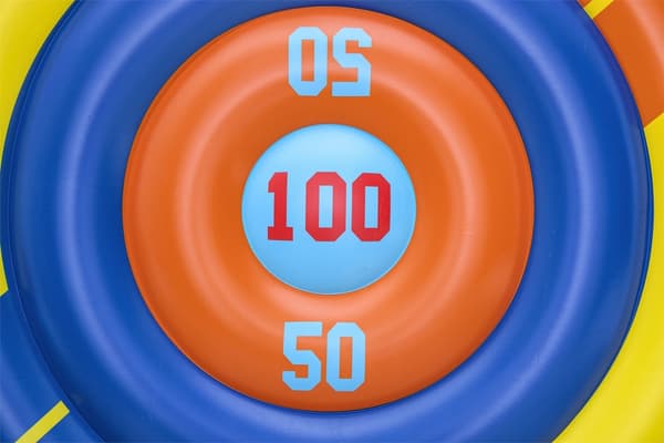 Uppblåsbart poolspelet Arcade Shield 140 cm med frisbees, från 3 år