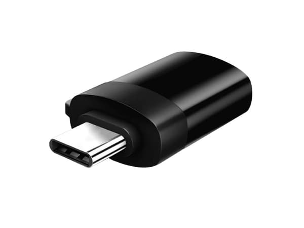 USB-C–USB-A 3.0 OTG-adapteri musta 1,5x3 cm nauhalla