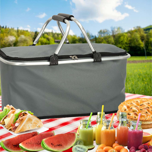 Termisk picknickkorg 32L fällbar med aluminiumram grå