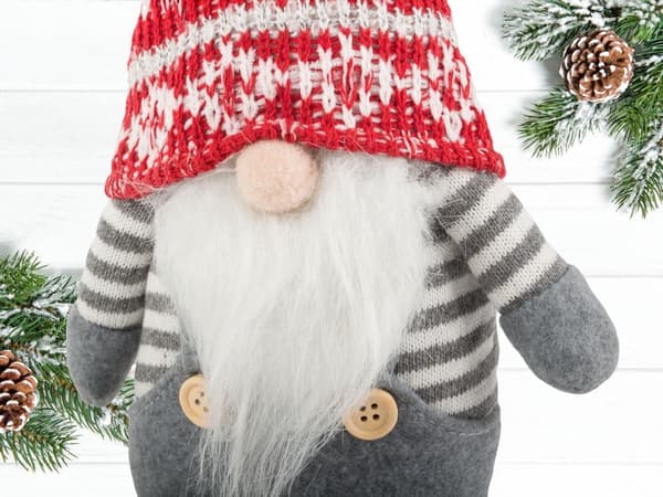 Juldekoration tomte grå 38 cm med formbar luva