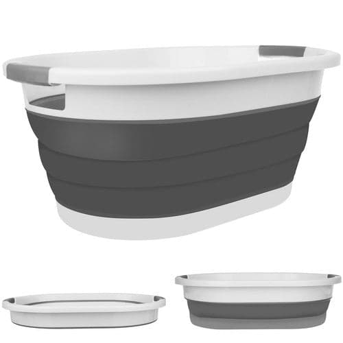 Sammenklappelig vaskebalje 25L med håndtag, PP/TPE, højde 6-24 cm