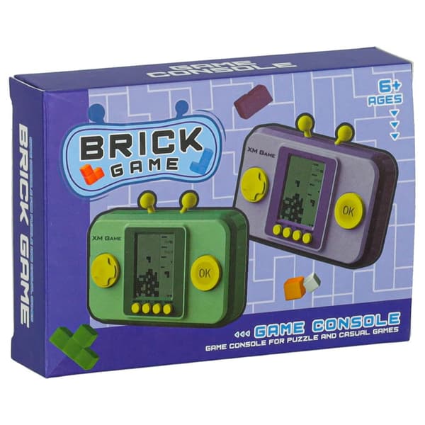 Bärbar retro spelkonsol grå med inbyggda spel, 2x AAA (ingår ej) Blå