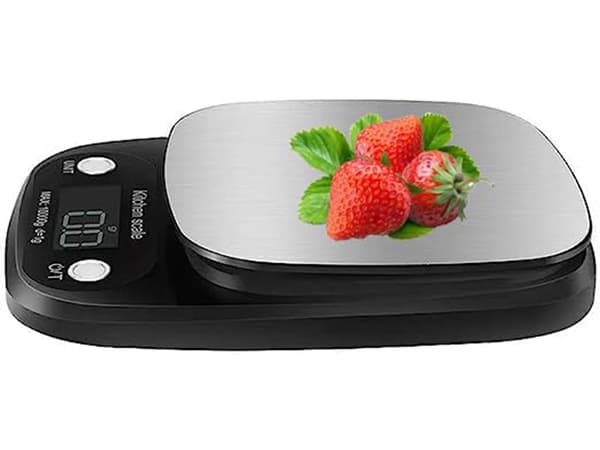 Digital køkkenvægt 0,1 g præcision 3 kg LCD sort inkl. batterier