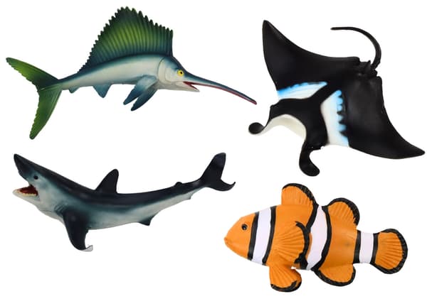 Havsdjurfigurer set 5-pack realistiska (haj, delfin, rocka) 3+