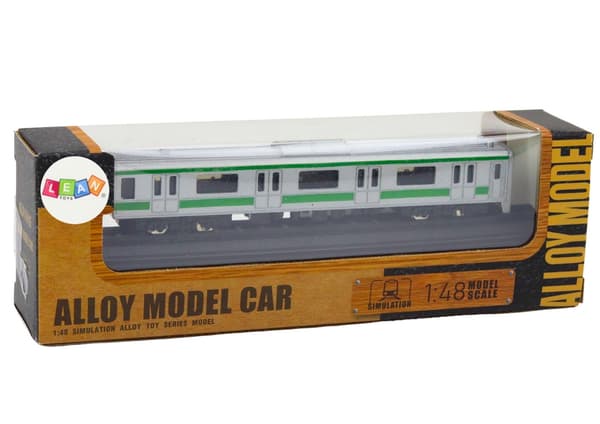 Togvogn model 1:48 i metal sølv 15 cm, samlermodel 3+