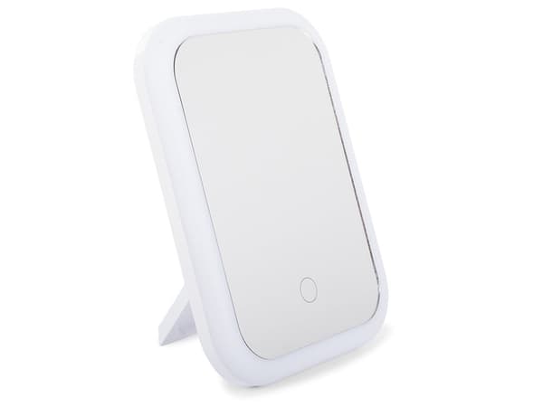 LED-makeupspejl 15 x 20 cm med touch og foldbart stativ USB/batteri