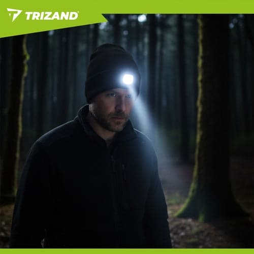 Vinterhue med USB-opladelig LED-lommelygte 3 tilstande sort unisex
