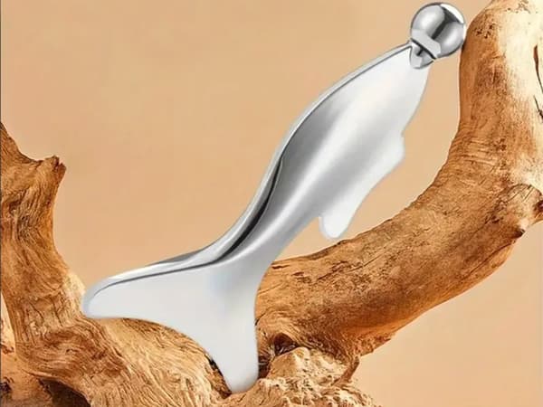 Ansiktsmassager gua sha i rostfritt stål med kula 13 cm