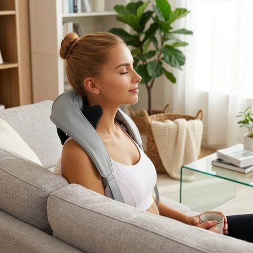 Nakkemassager Shiatsu med varme, trådløs, USB-C, 3 tilstande