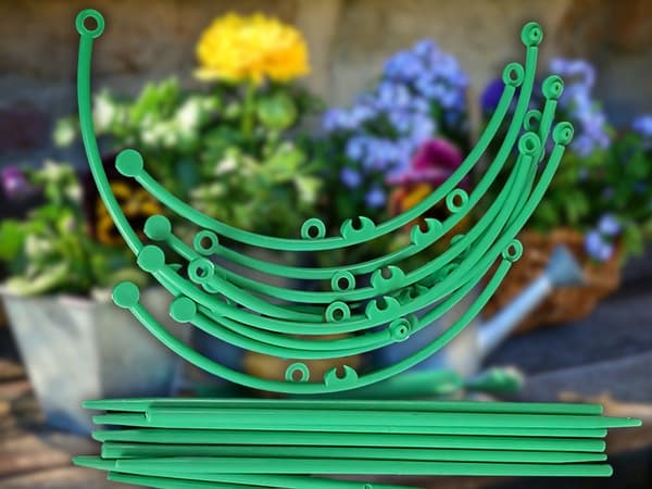 Växtstöd med 3 ringar grön plast ringdiameter 19 cm höjd 63 cm