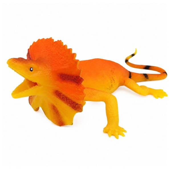 Reptilfigur kraghuvudödla i TPR 19 cm orange/gul