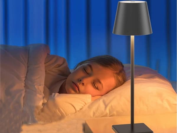 Bordlampe LED 3W touch 3 lysindstillinger sort med USB-C-kabel