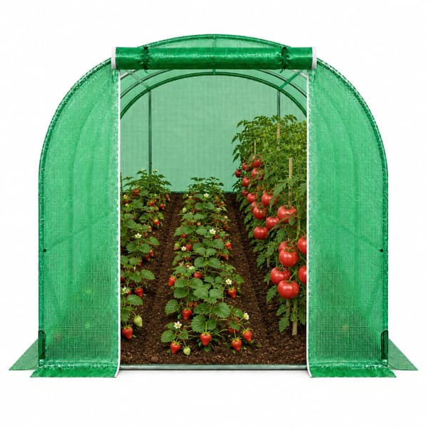 Växthus polytunnel 7 m² 3,5x2x2 m PE UV4 6 fönster rullport