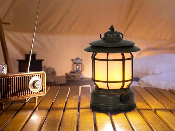 Genopladelig campinglampe LED 2 indstillinger USB-C 24 cm