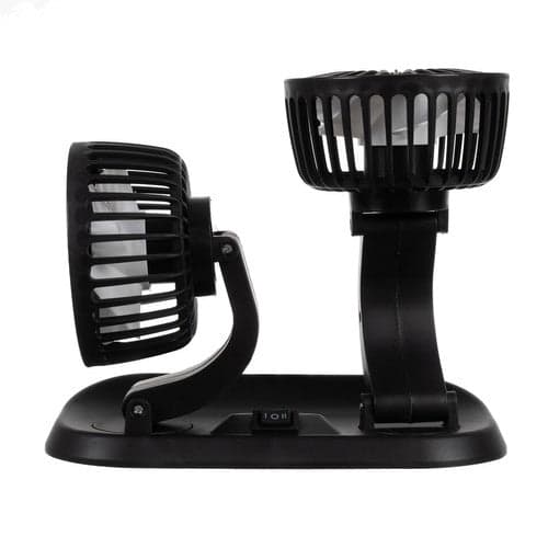 Dobbelt bilventilator 12V til cigarettænderstik, 2 hastigheder, 360° roterbar