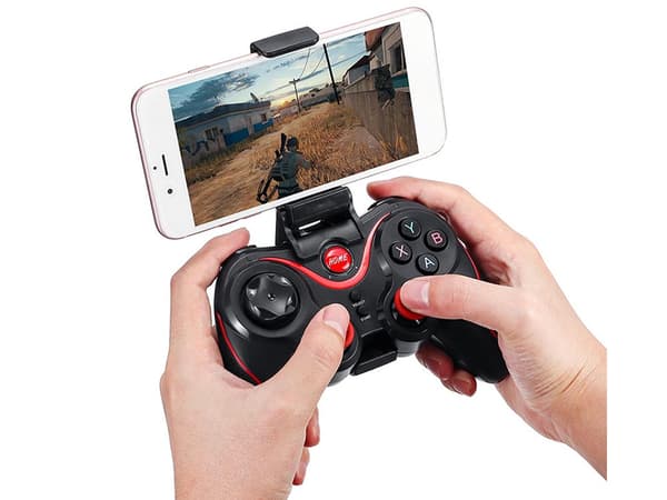 Trådløs gamepad Bluetooth med mobilholder til iOS/Android/PC sort