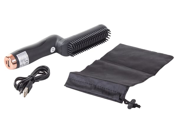 Skæg- og hårkam med glattefunktion 160–180°C, USB, sort