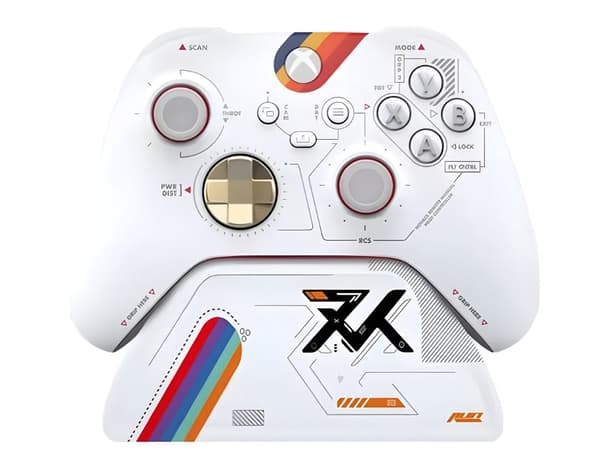 Controllerstander til Xbox med opbevaringsrum hvid marmor inkl. USB-kabel