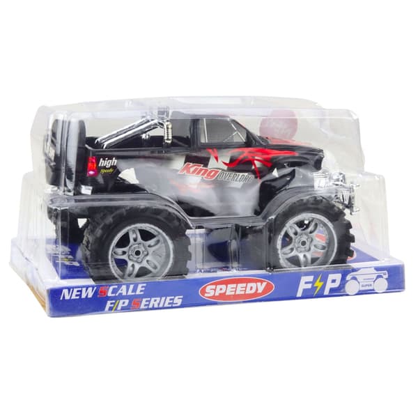 Off-road legetøjsbil baghjulstrukket 27 cm med gummidæk, hurtigstart