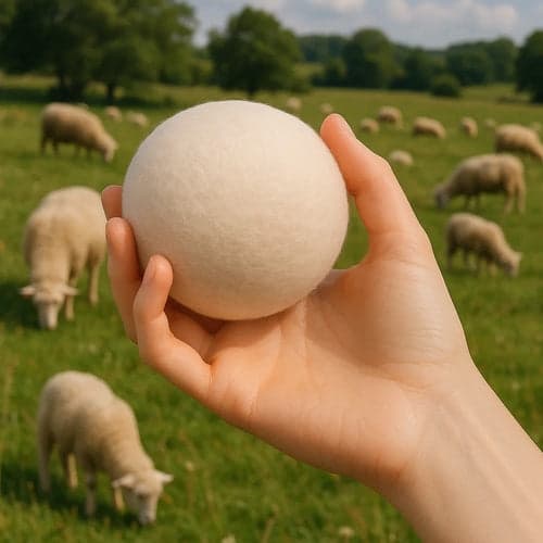 Uld-tørrebolde 6-pak 100% fåreuld 7,5 cm beige til tørretumbler