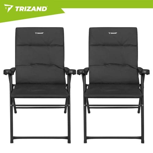 Fällbara campingstolar 2-pack hög rygg armstöd 100 kg/st