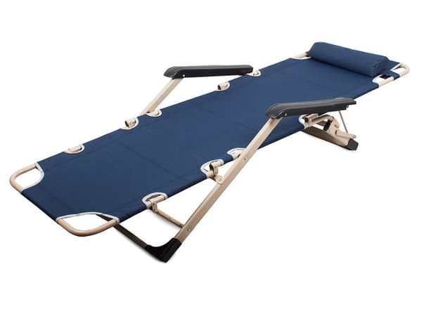 Foldbar solstol/campingstol 2-i-1 blå max 140 kg med nakkepude