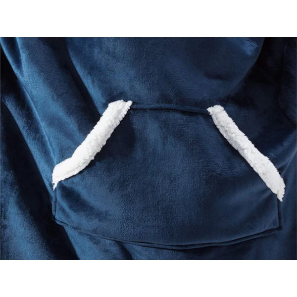 Filttröja med huva teddyfoder one size unisex navy blue