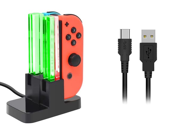 Latausasema Nintendo Switch Joy-Conille, lataa 4 ohjainta samanaikaisesti, USB-C