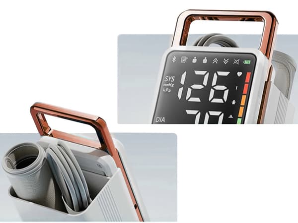 Blodtryksmåler til overarm genopladelig LCD stemmeguide 22–32 cm