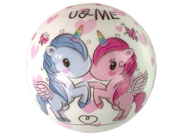 Blød regnbuekugle 8 cm med unicorn-motiv, farvevalg, 3+ år