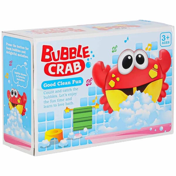 Boblemaskine badelegetøj krabbe med musik og sugekopper 3+ 23 cm