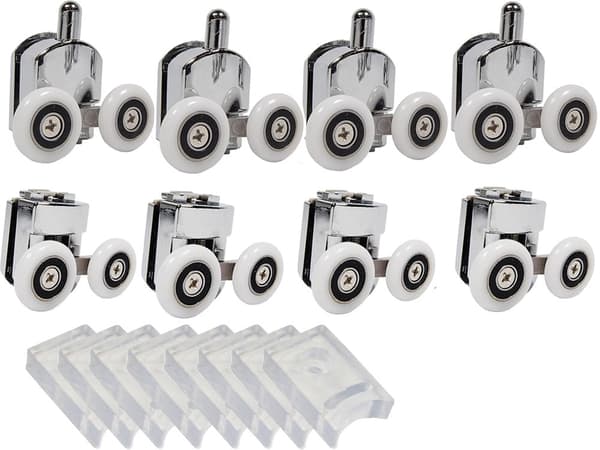 Duschdörrhjul 23 mm för 4–6 mm glas, set 8 delar kullagrade