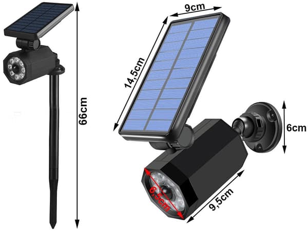 Solcellelampe LED med bevægelses- og skumringssensor 66 cm